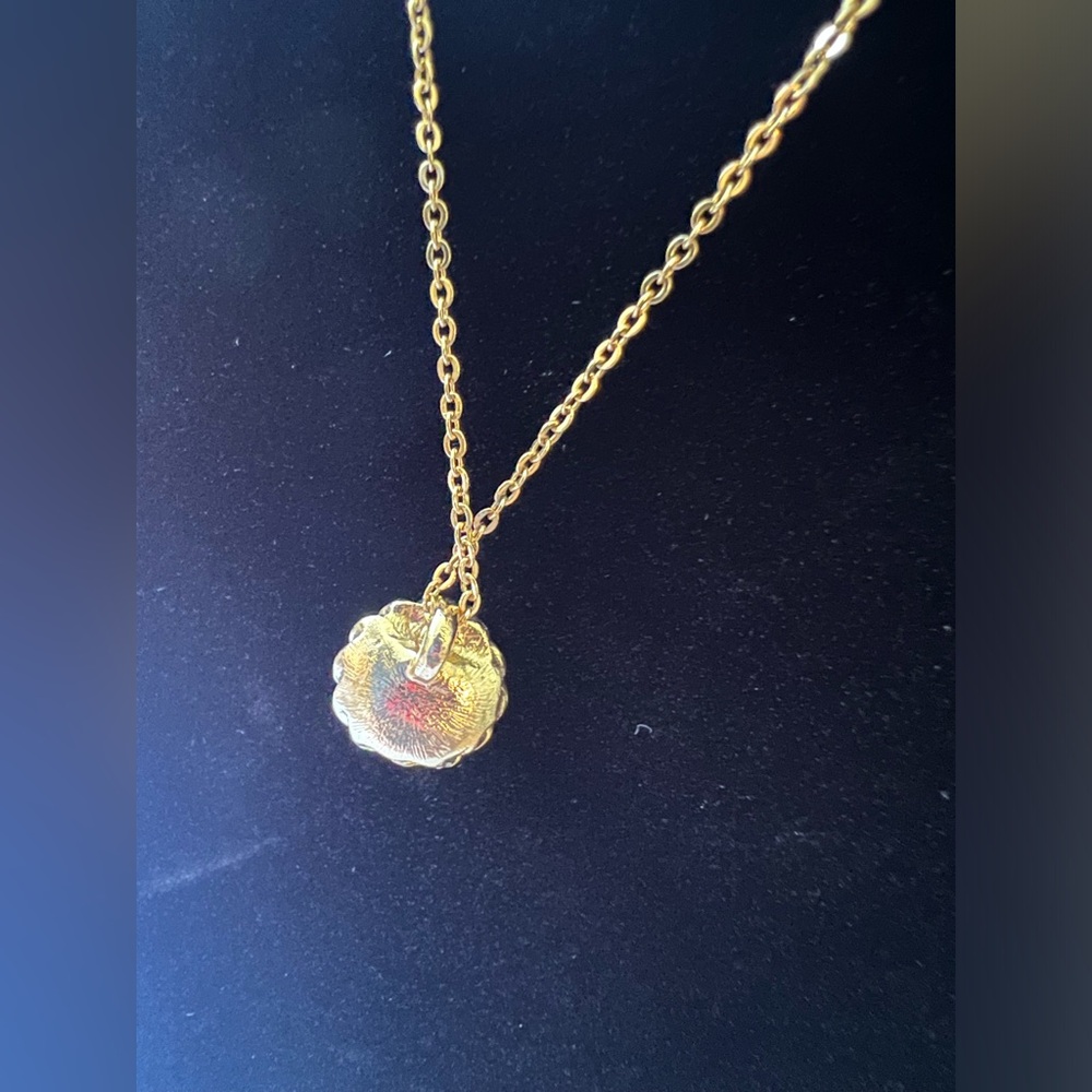 Citrine Colored Gem Pendant on Gold Tone Chain - Picture 6 of 10